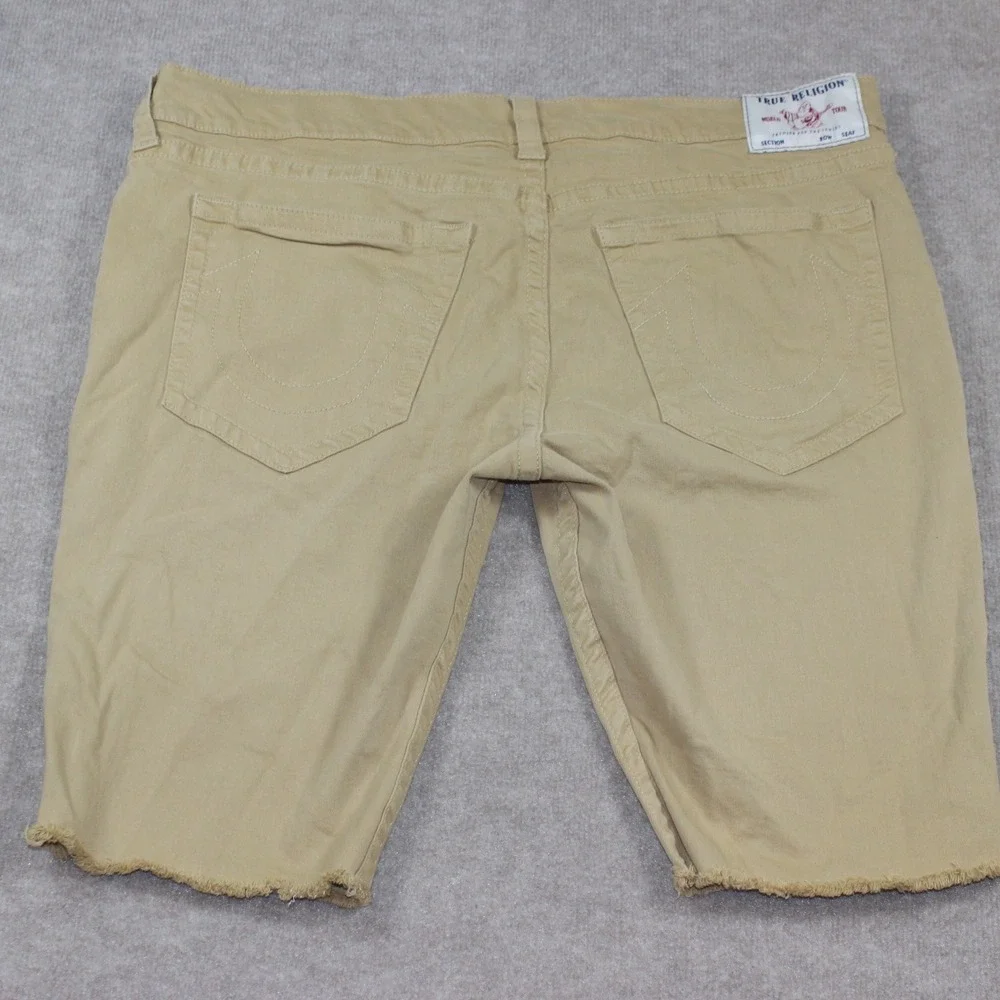 True Religion Ricky Relaxed Straight Cut Off Shorts Tan Khaki Mens 42